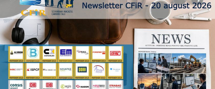 Newsletter CFiR 20 August 2026: Anunțurile săptămânii 14–20 august pe CFiR: de la inginerie și construcții la transport feroviar