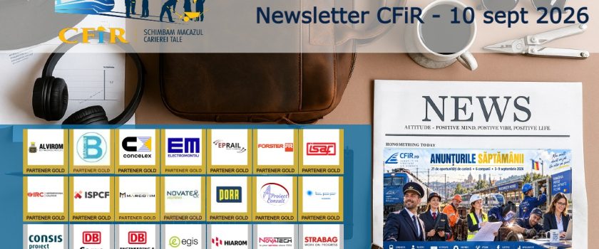 Newsletter CFiR 10 Septembrie 2026: Anunțurile săptămânii 3–9 septembrie pe CFiR: CER Fersped, ISPCF, voestalpine Railway Systems, MARUB, Carpatica Feroviar și Atelierele CFR Grivița
